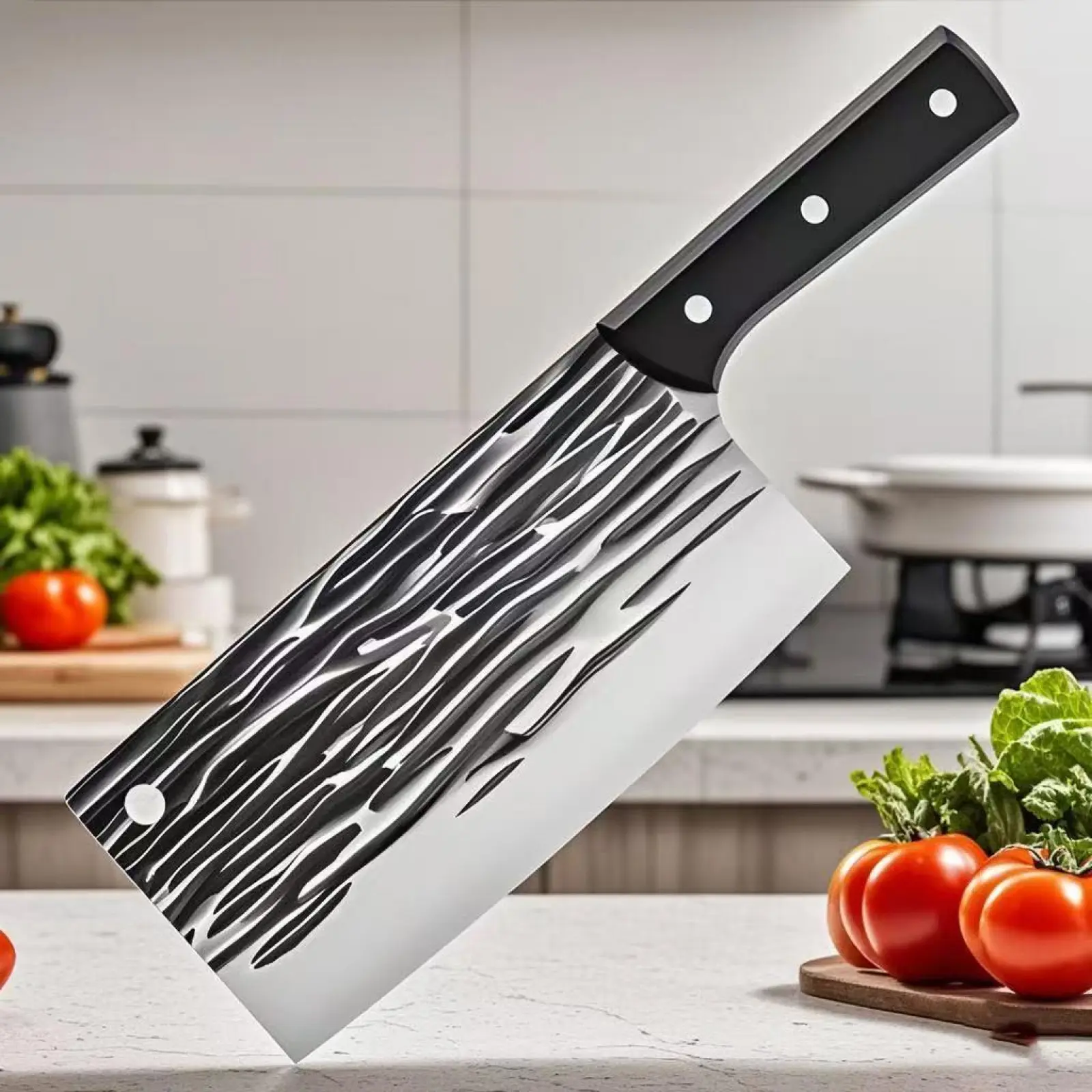 Forged Full Tang Heavy Duty Butcher Knife, Multi-Purpose for Home, Outdoor Cooking, Camping & Meat Cutting.