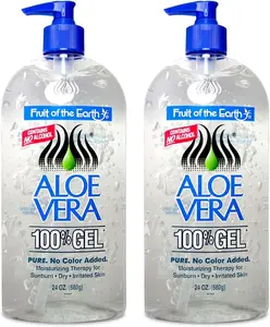 Aloe Vera Gel (24 oz) pack 2 – Pure, Stabilized Aloe Vera Gel for Face, Hair & Body – Soothing Sunburn Relief, Hydration & Skin Repair – No Added Colors or Fragrances.