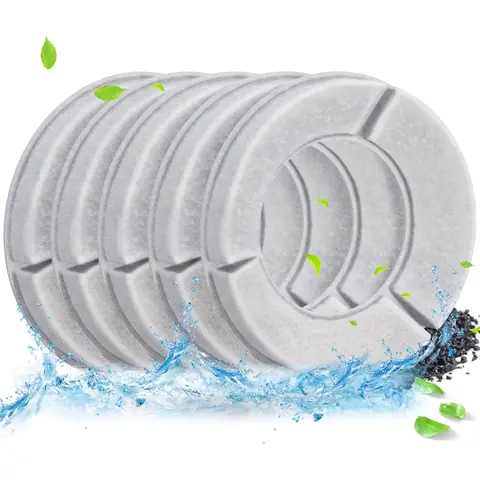 5PCS Replacement Filters for 2.5L/84oz，3L/101oz, 3.5L/118oz，4L/135oz, 4.5L/152oz，5.5L/186oz and 6.5L/1.6 Gallon Dog Water Bowl