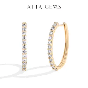 Classic D VVS1 Color Lab-Created Moissanite Hool Earrings for Women Engagement Wedding Gift Daily Wear Anniversary Birthday Trend Fine Jewelry E050