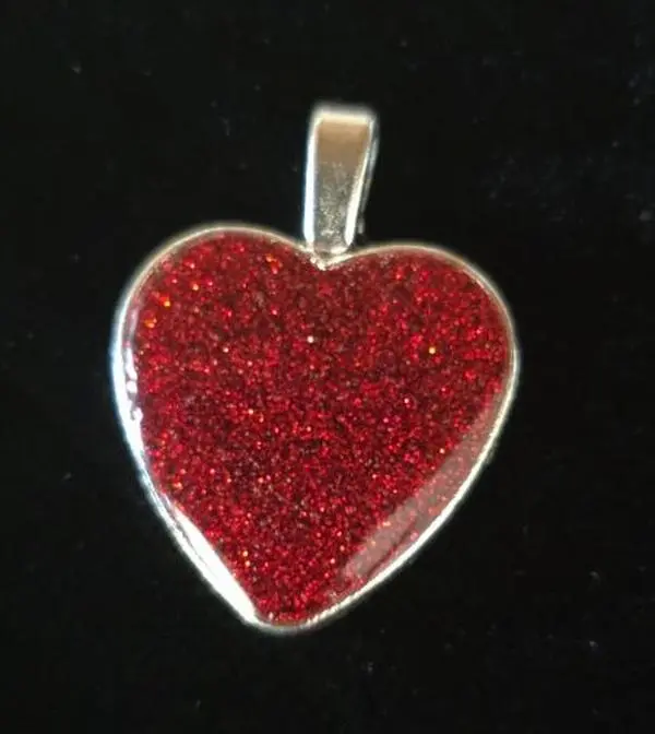Bold Rulers Red Glitter Heart Necklace for Women, Handcrafted Sparkly Healing Jewelry for EMF Protection and Emotional Balance, Sparkles, Frequency Healing, Female