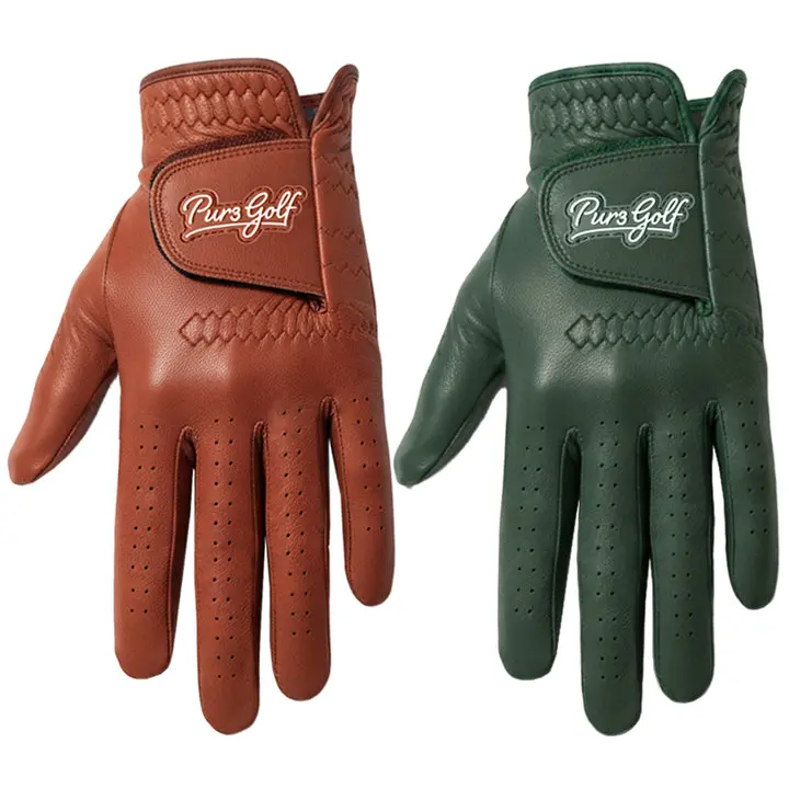PUR3 GOLF Men's 2 Pack Cabretta Leather Heritage Collection - Brown & Green