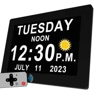 27 Alarms Digital Talking Clock with Loud Voice Time Date, Auto DST, 20 Custom Reminders, 10-Level Dimmer, Sleep Trainer, Speaking Day Date Calendar Clock for Seniors Dementia Alzheimers- with Remote