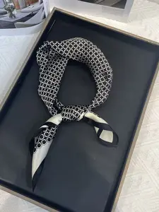 Luxurious Polyester Scarf Wrap 27.5x27.5 Inches, Breathable Plaid Pattern, Elegant Loose-Fitting Accessory, Outdoor Decoration