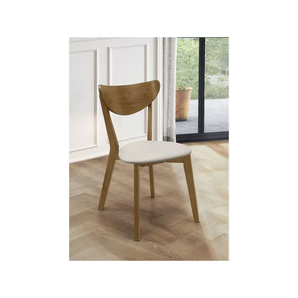 Chestnut Kersey Wood Armless Dining Chairs - Solid Back, Curved Design, Cushioned Seat, Classic Retro Dining Room Furniture (Set of 2)