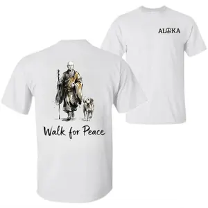 ALOKA Walk For Peace T-Shirt/Sweatshirt/Hoodie, Back Print Buddhist Monk & Dog Graphic, Zen Spiritual Mindfulness Shirt, For Men and For Women