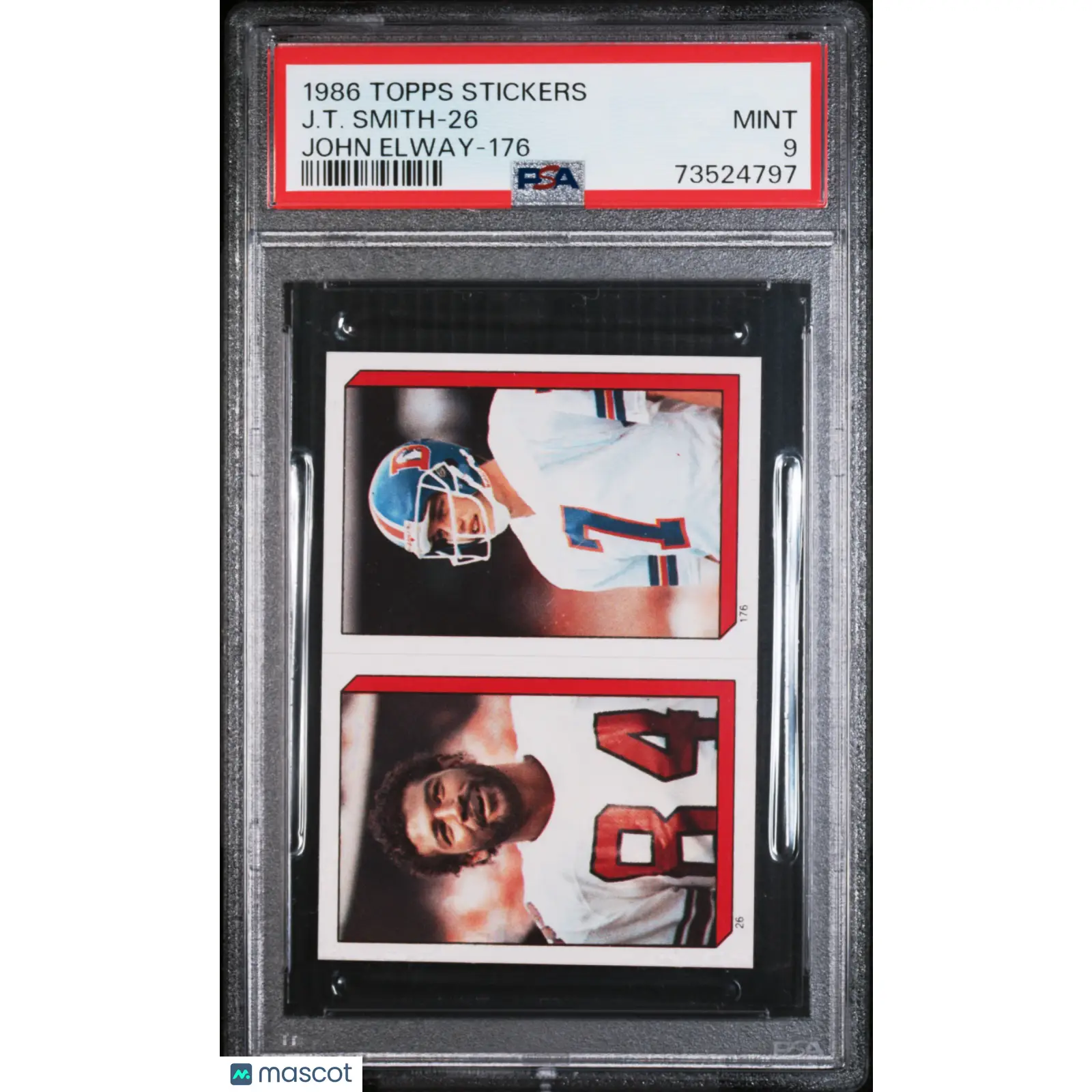 J.T. Smith-26 PSA 1986 Topps Stickers Football 9 73524797