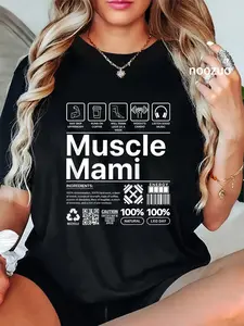 100% Cotton Muscle Mami And Mom Gym Workout Mother Funny Bodybuilding T-Shirt