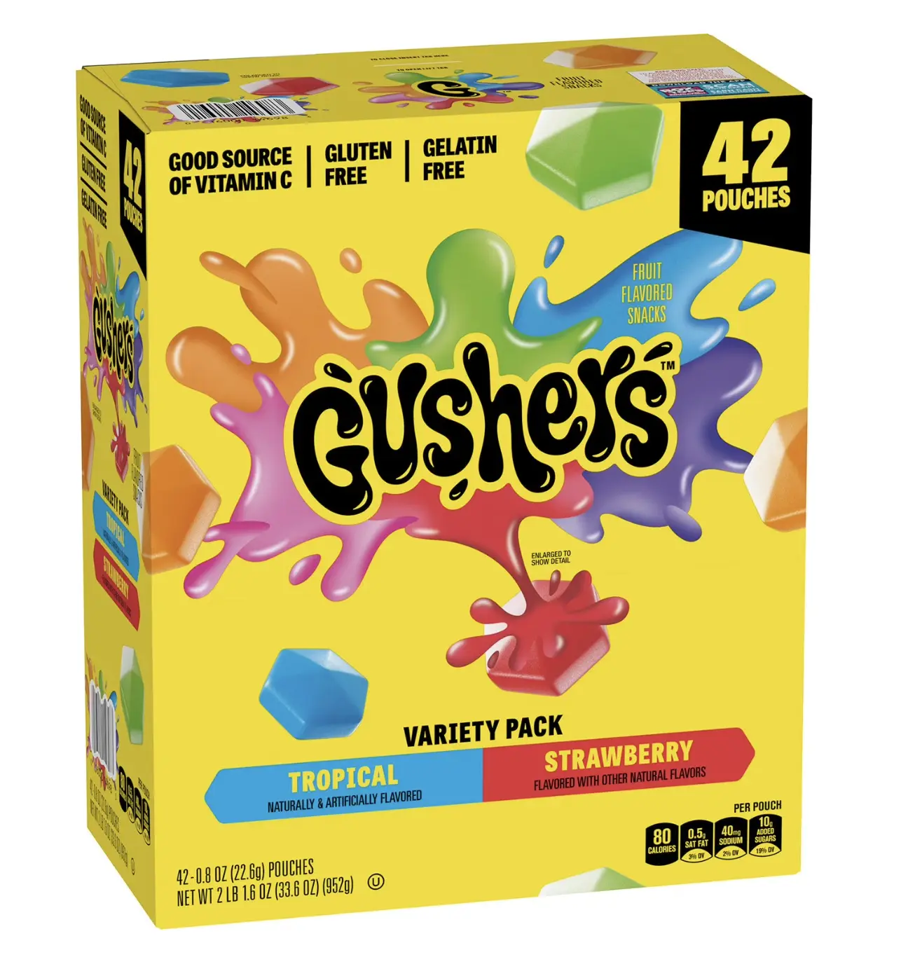 Gushers Strawberry & Tropical Variety Pack Snacks, 0.8 oz., 42 pk. Gushers Strawberry & Tropical Variety Pack Snacks, 0.8 oz., 42 pk.