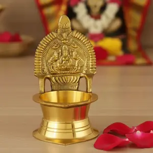 Exquisite Kamakshi Brass Diya | Sacred Oil Lamp for Diwali, Pooja, Wedding | Handcrafted Elegance | Cherished Home Decor
