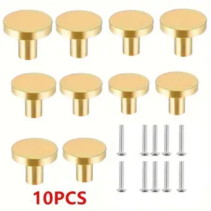 10 Piece Solid Stainless Steel T-Handle Cabinet Pulls, Includes Installation Screws, Brushed Alloy Drawer Handles