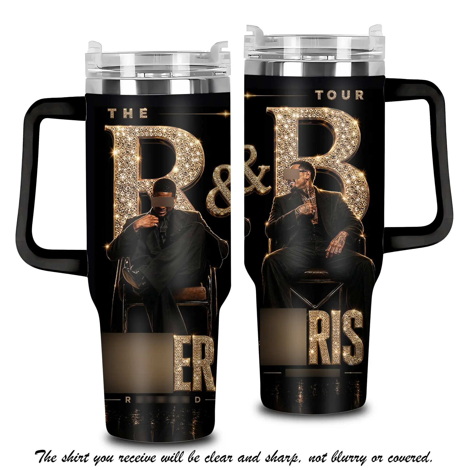[Elysian Sip] - Raymond & Brown The R&B Tour 2026 V1 Vintage Music Aesthetic 40oz & 20oz Stainless Steel Tumbler with Handle – R&B Fan Insulated Mug, Tour Style Cup, Retro Urban Design, Leakproof Travel Gift.