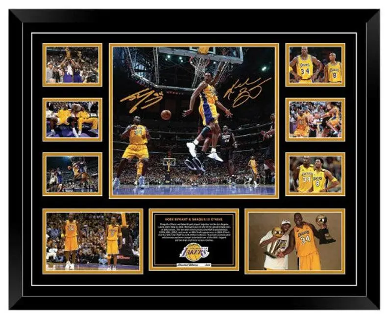 Kobe Bryant and Shaquille O'Neal LA Lakers Signed Limited Edition Memorabilia Frame