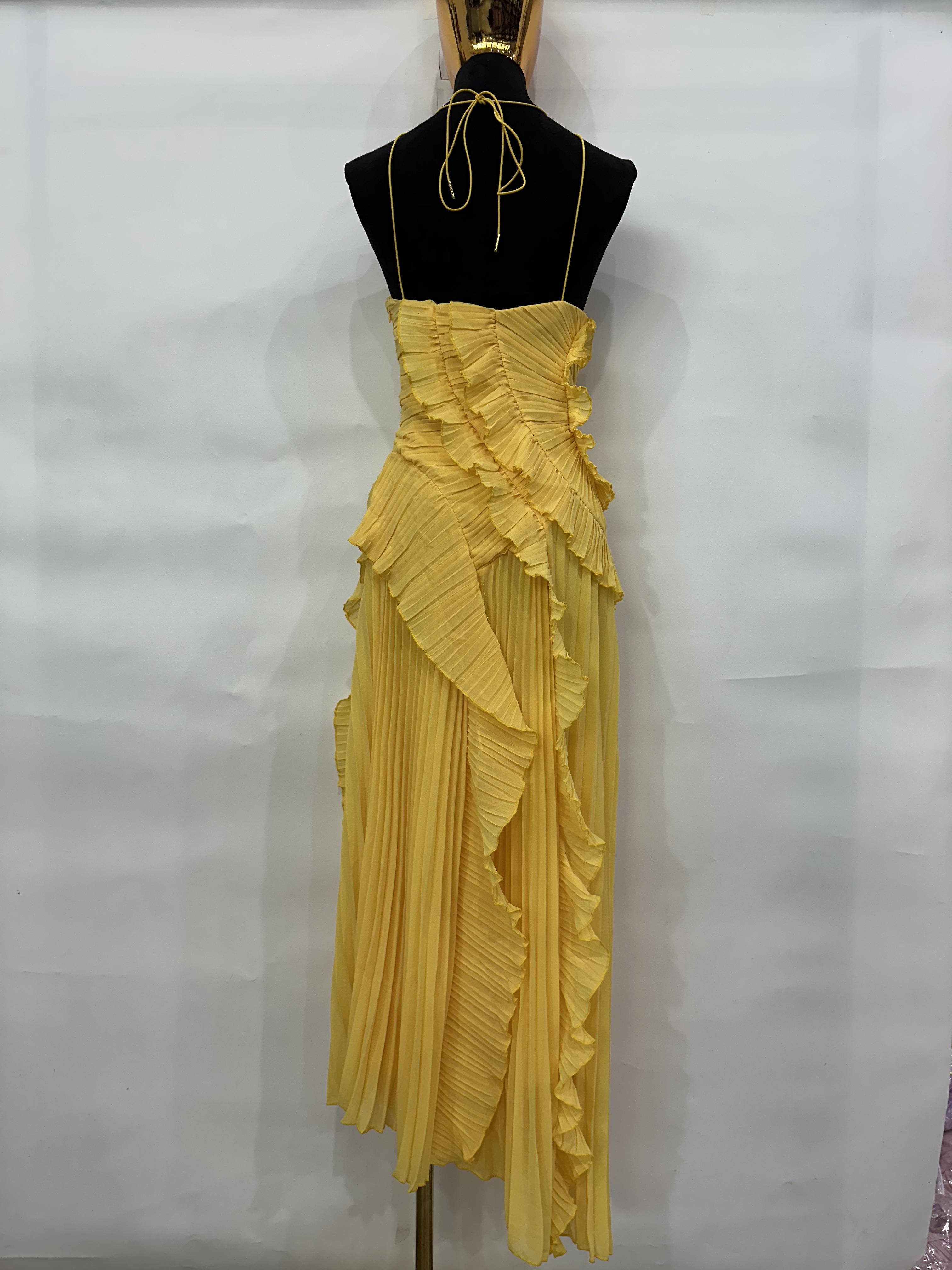 European and American women's clothing 2025 summer new fashion strapless sexy backless slit tassel temperament dress