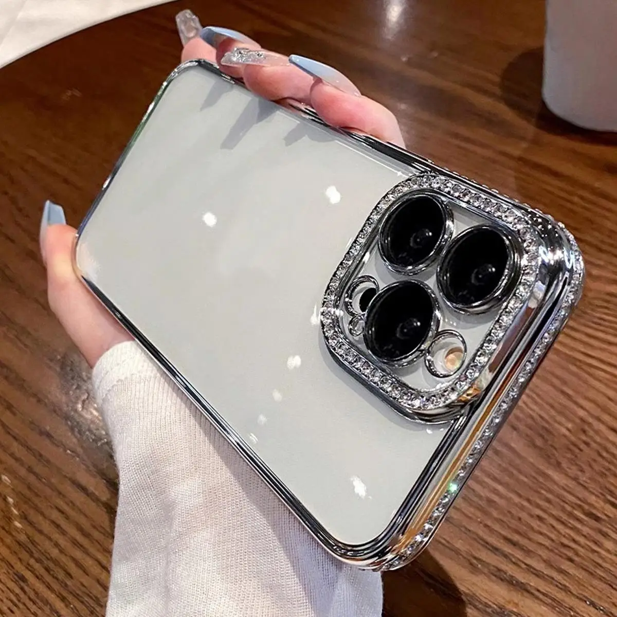 Spring Rhinestone Decor Plating Phone Cases with Camera Lens Protector, Summer Phone Case for iPhone 15 Pro Max Case iPhone 14 Pro Max Case iPhone 11