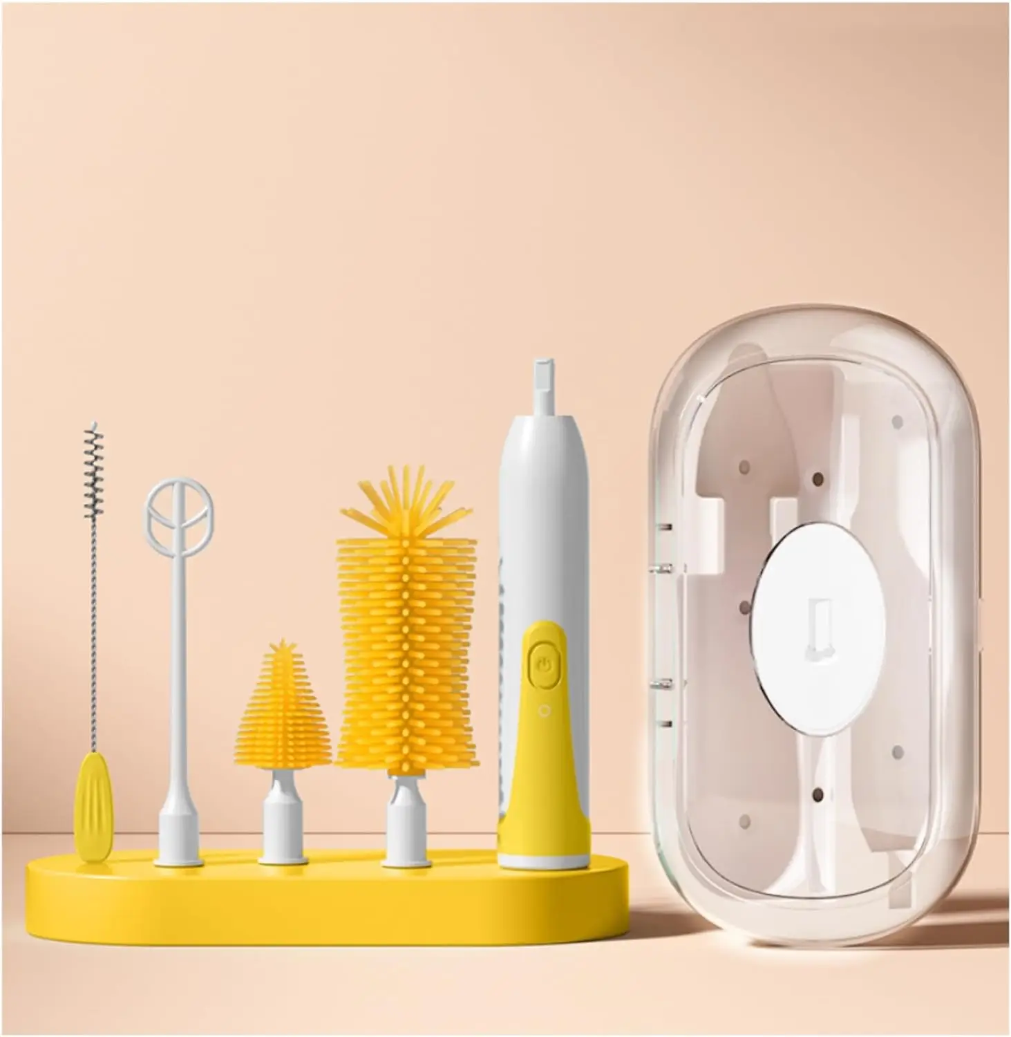 Electric Baby Bottle Brush Travel Set with Automatic Spinning Bottle Brush,Straw Brush and Electric Milk Frother,Suitable for Newborn Babies (Purple)