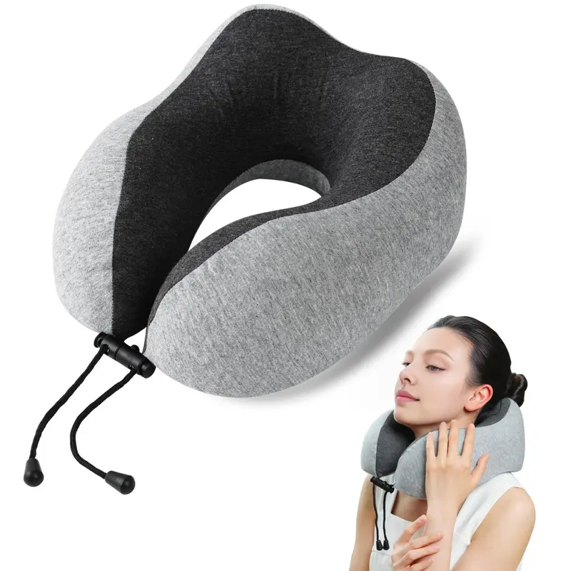 Travel Neck Pillow | Memory Foam Neck Pillow, New Portable U-Shaped Pillow with Neck Support, Breathable & Washable Cover, Compact for Plane, Office, Bus, Train, Sofa, Nap–Includes Storage Bag