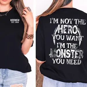 KingZlia Shop Boomer Custom Year Badass Generation T-shirt 100% Cotton Unisex Comfort Women's Wear Men's Wear Personalized Year of Birth Shirt Classic Fit Autumn Style