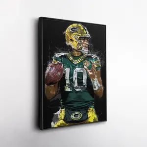 Jordan Love Wall Art ? Green Bay Packers  Print, NFL Football Decor, Framed Poster Gift for Fan Room, Man Cave, or Office ( Unframed - Print Only )