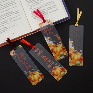 2" x 6" Clear Autumn Sayings & Pumpkin Plastic Bookmarks – 24 Pc.