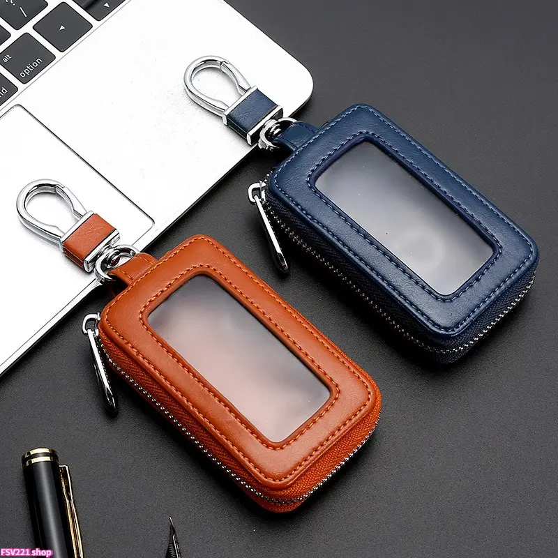 Compact PU Leather Key Covers with Secure Zip, Universal Fob Pouch for Men & Women, Space-Saving Organizer that Protects Keys, Unisex, Wear‑Resist Pu Car Key Protector Key Covers For Car Keys