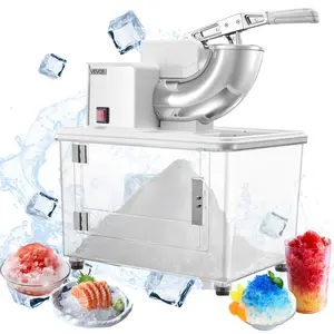 fathersdaygift  VEVOR Commercial Ice Crusher 661LBS/H, 350W Electric Snow Cone Machine with 4 Blades, 1400RPM Stainless Steel Shaved Ice Machine with 11 Gal Crushed-Ice Box, for Family Restaurants Bars, White