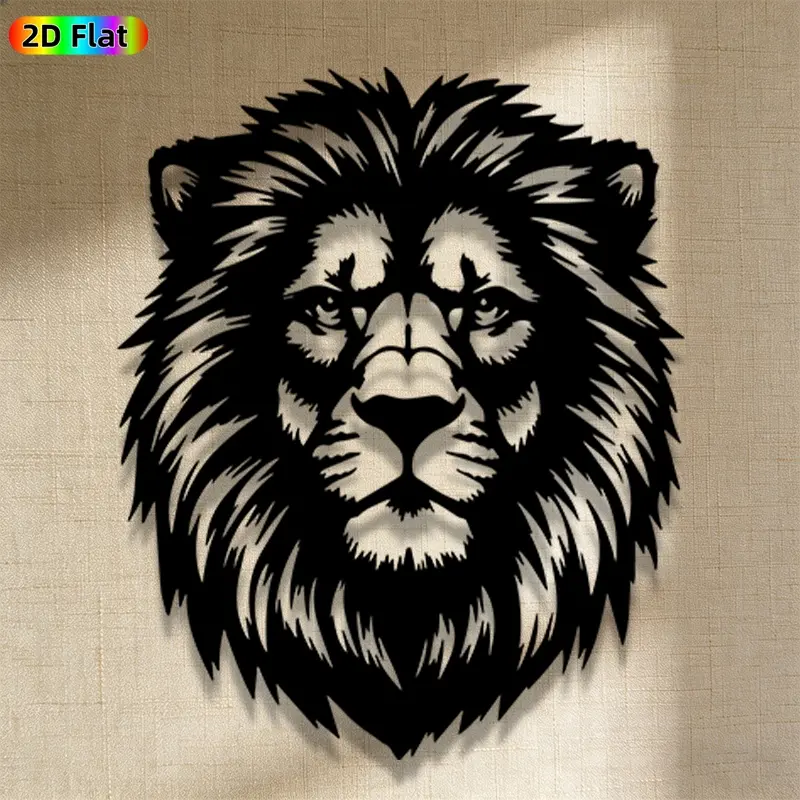 1pc Avant - Garde Lion Head Metal Wall Art, Avant - Garde Lion Head Statue Mural, Iron Craft, Perfect for Living Room, Garden, Zoo Corner Decor, Highquality Engraving, Intricate Craftsmanship, Christmas Decor, Ideal Gift for Trend Seekers