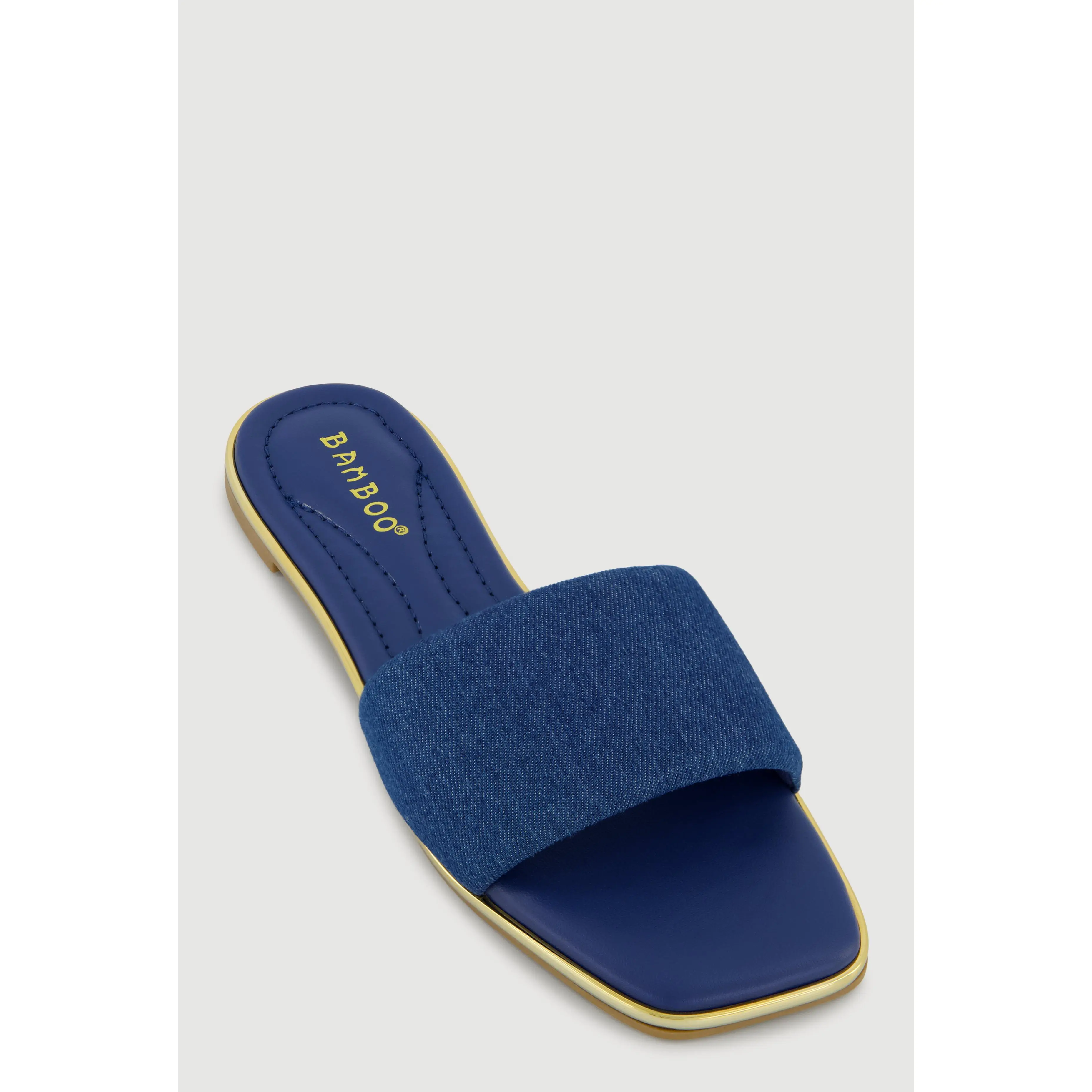 Metallic Trim Single Band Slide Sandals