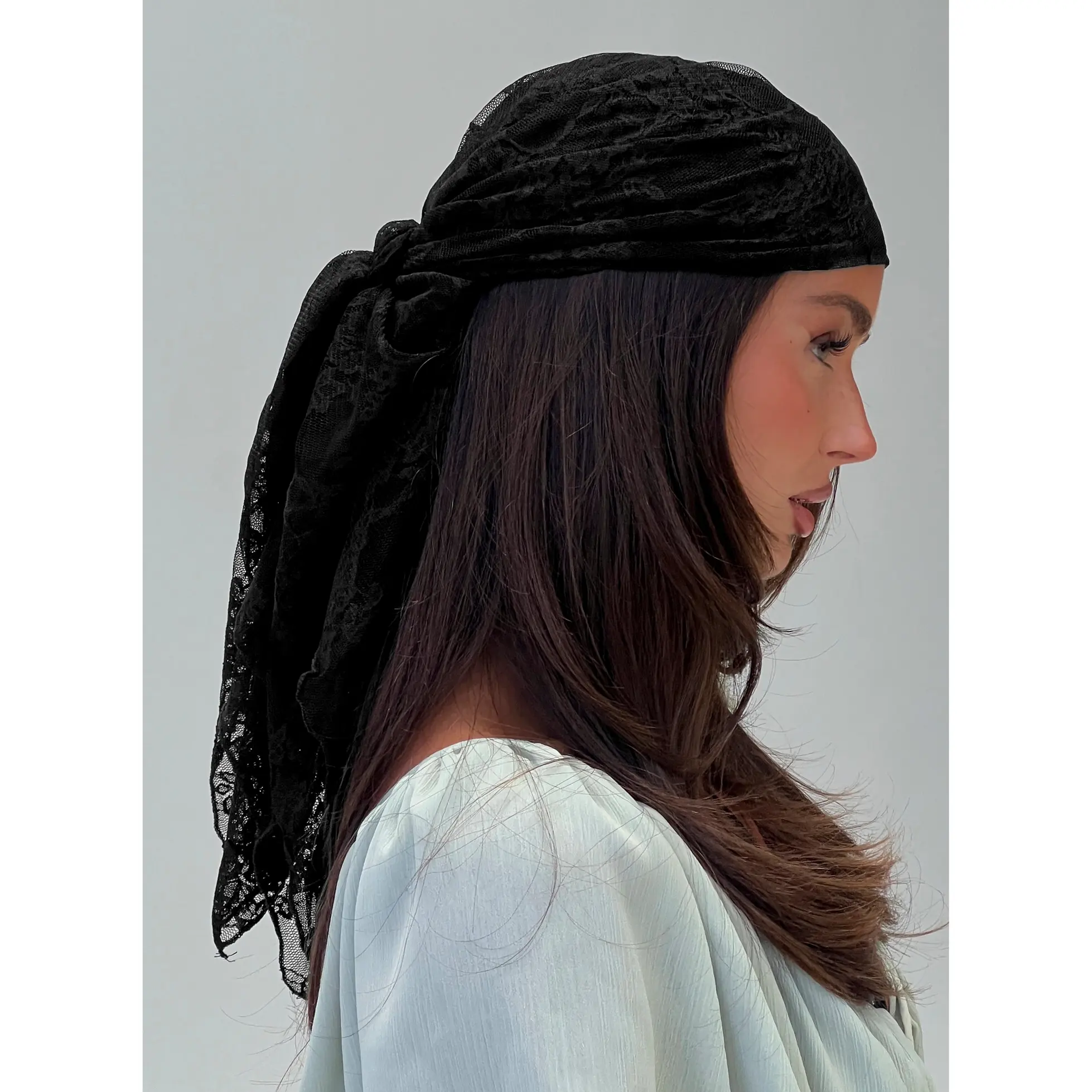 Nellie Hair Scarf Black Lace