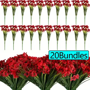 20Pcs Deep Orange Artificial Flowers, Outdoor UV Resistant Fake Flowers for Patio Porch Window Box Home Wedding Farmhouse Decor, Wedding Anniversary