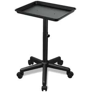 Aluminum Salon Tray - Adjustable Five Foot Base with Wheels - Salon/Beauty/ Tool Tray (Black)