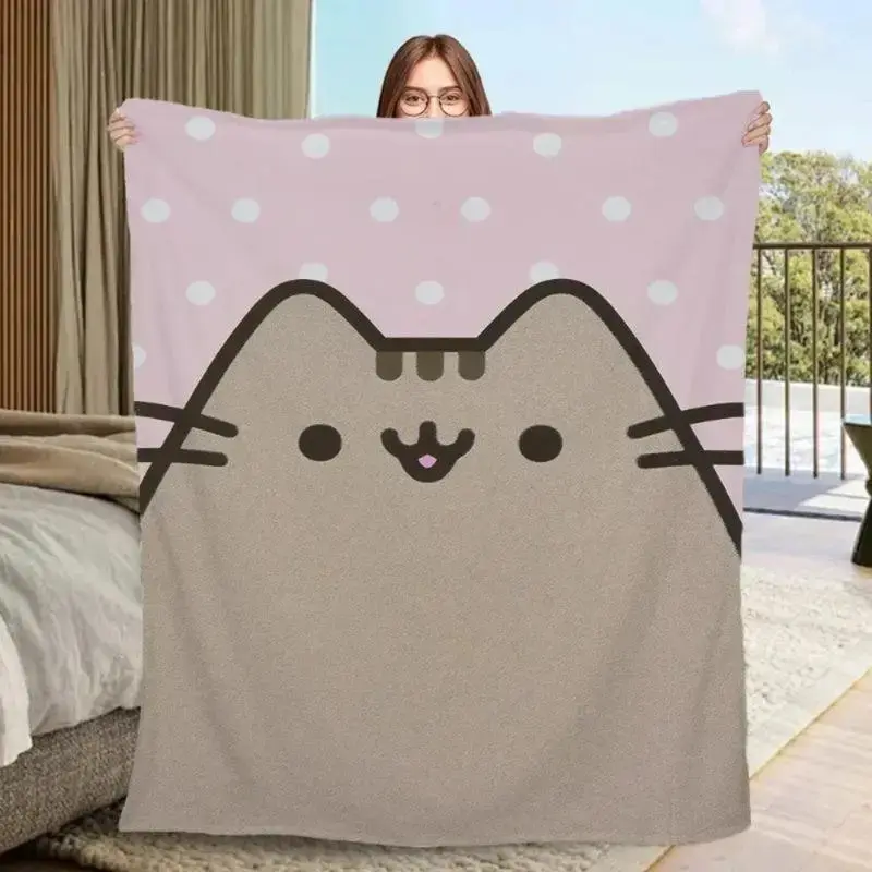 Pusheen Cat Plush Blanket Ultra Soft Flannel Fabric Adorable Kawaii Design Perfect Couples Gift For Anime Fans Cuddle Essential Cozy Nights Snuggle Companion office nap cover flannel portable throw blanke