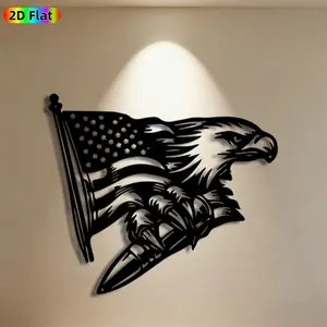 1pc Eagle & Flag Metal Wall Art, Modern Minimalist Design, Statue Mural, Ideal Gift for Independence Day, Veterans Day, Rust-Resistant Metal Wall Decor & Sculptures, Perfect for Outdoor Wall & Garden Fence, Patriotic Home Decor