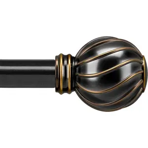 Black Rods for Windows 48 to 84 Inches Length 7/8" Diameter Window Rod with Decorative Finials for Farmhouse Bedroom Living Room