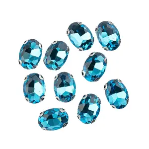 Crystal Lane 20pcs Teal Oval Sew On Rhinestone Glass Gems - Jewelry, Clothes, Costume, Shoes