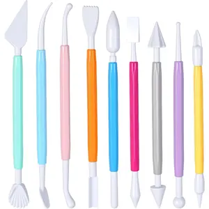 Clay Sculpting Tools Set 9 Pcs Air Dry Clay Tools Double-Head Modeling ClayTool for Pottery, Polymer, Air Dry Clays, Modeling, Shaping, Cake Decoration