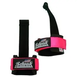 Schiek Sports  Power Lifting Straps With Dowel- Pink