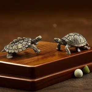 Antique Style Solid Copper Tortoise Figurine, Turtle Designs, Desktop Statue, Wealth and Longevity Money Turtle Tea Pet, Desktop Craft Decor, Home Office Ornament