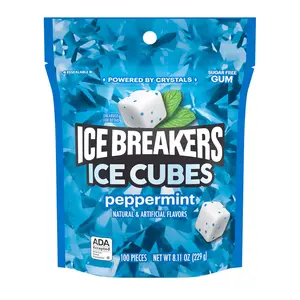 ICE BREAKERS Ice Cubes Peppermint Sugar Free Chewing Gum Pouch, 8.11 oz (100 Pieces)