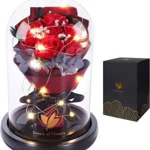 Rose Gifts For Her, Beauty and The Beast Rose, Birthday Gift, Women, Preserved Forever Flowers in Glass Dome, Romantic Decoration