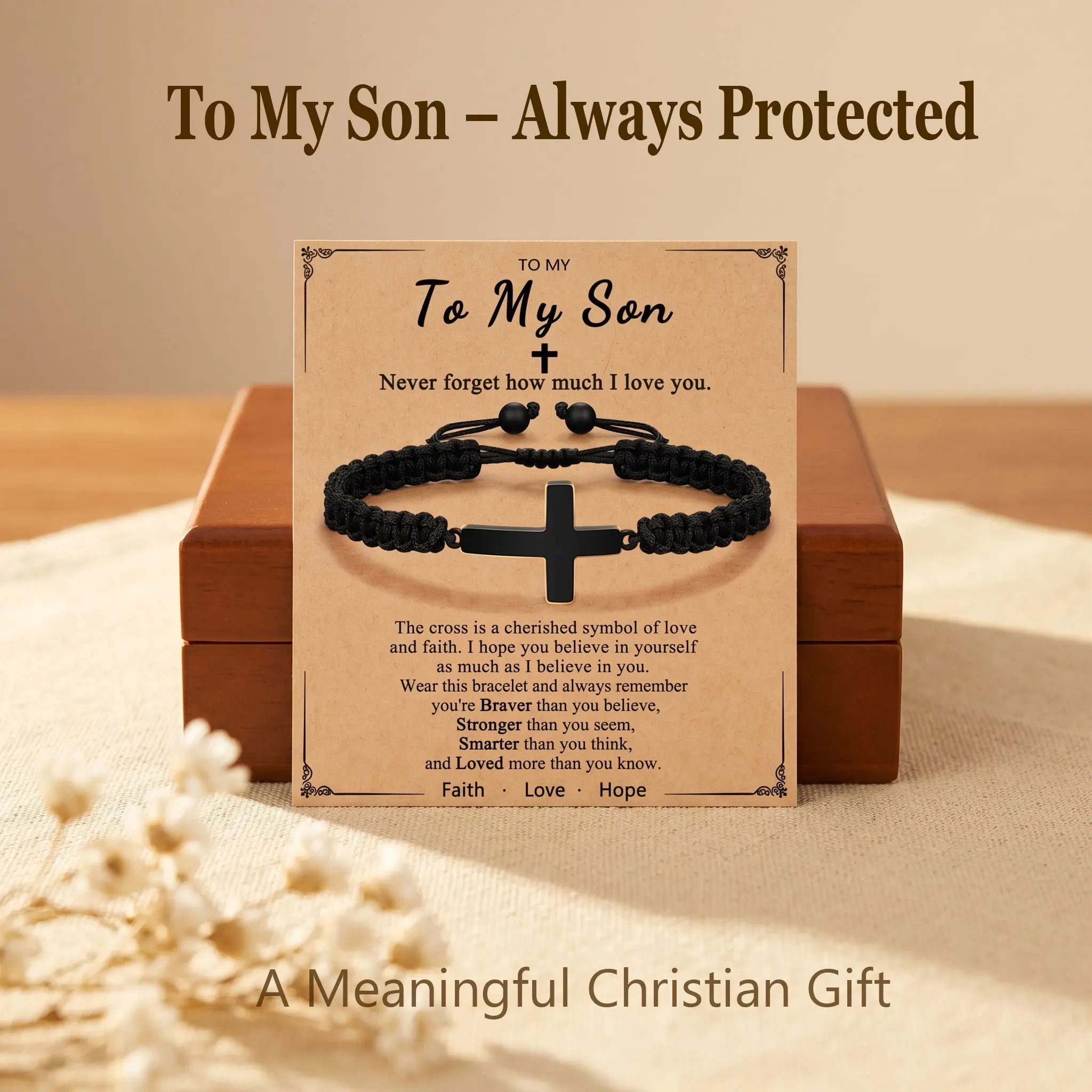 Hand-Woven Adjustable Black Rope Cross Bracelet for Men & Women - Lucky Charm Religious Symbol Gift, Meaningful Unisex for all-Season Wear for School, Graduation, Teacher Events - Year-Round Friendship Accessory