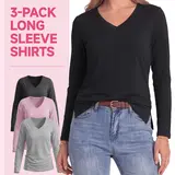 SHOWITTY Outlets Womens 3-Pack Long Sleeve Shirts – Soft Casual Tops for Workout, Travel & Everyday Wear