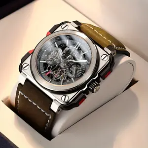 FEICE Brand Interstellar Ark Series Double-sided Hollow Automatic Mechanical Watch Men's Watch Square Sports Large Dial Men's Watch 100 Meters Life Waterproof Luminous Watch 24-hour Indication