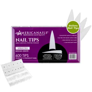 Americanails Stiletto Gel Nail Tips, 600-Count Beauty Products in a Box