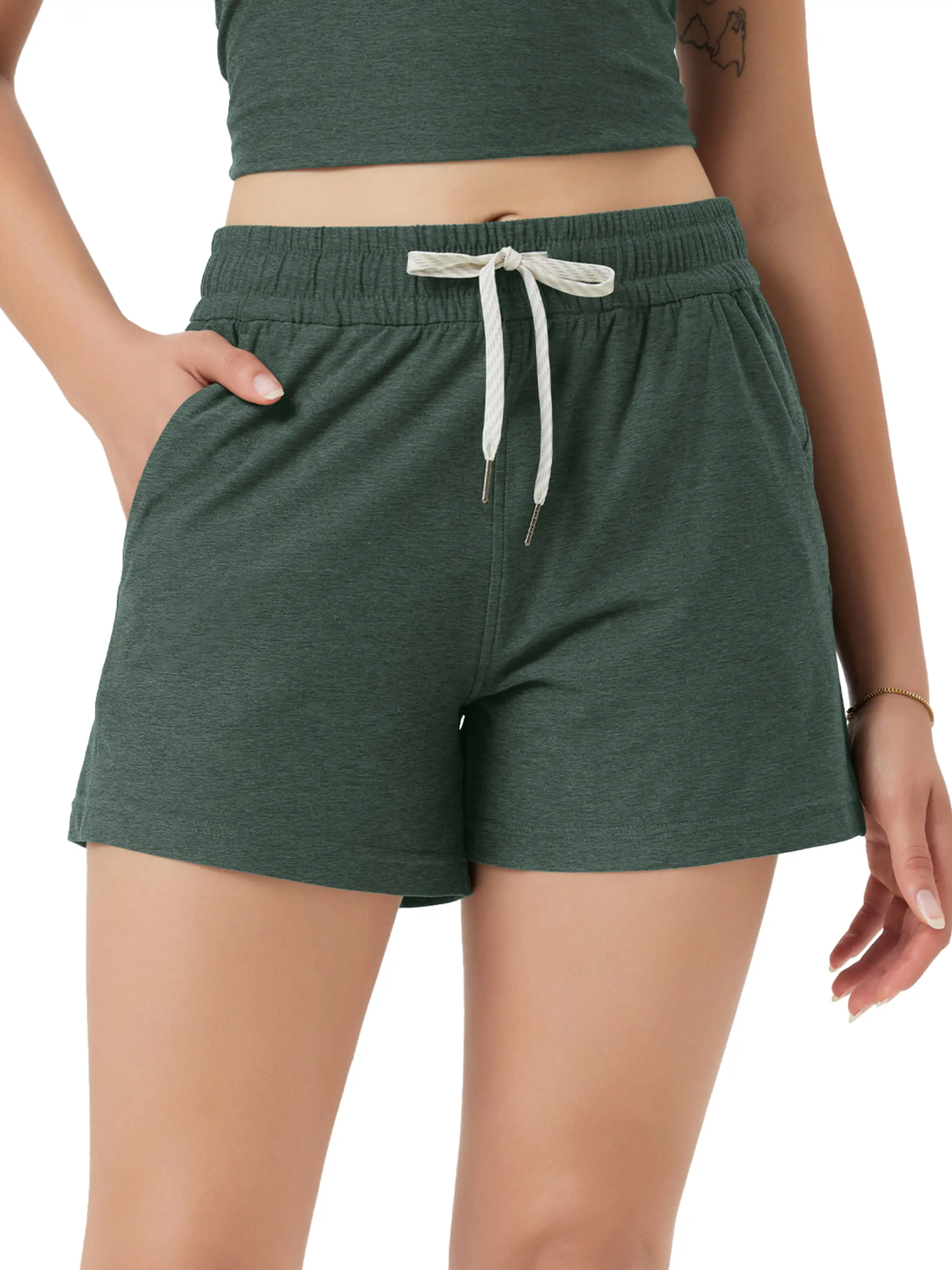 ODODOS Women's Relaxed-Fit Shorts Ultra Soft odSTRATUM Tech Mid Rise Shorts with Pocket 3.5" Inseam-Moisture Wicking UPF 50+ summerwins