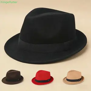 Unisex wool fedora, suitable for retro, casual, and other styles, enhancing your look. A retro British-style cowboy hat/fedress hat, perfect for gifting.