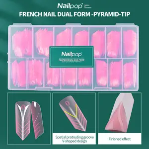 French Dual Forms 150pcs Quick Building UV Gel Molds Reusable Full Coverage Acrylic Top Extension Forms Poly Nail Gel Molds Tools