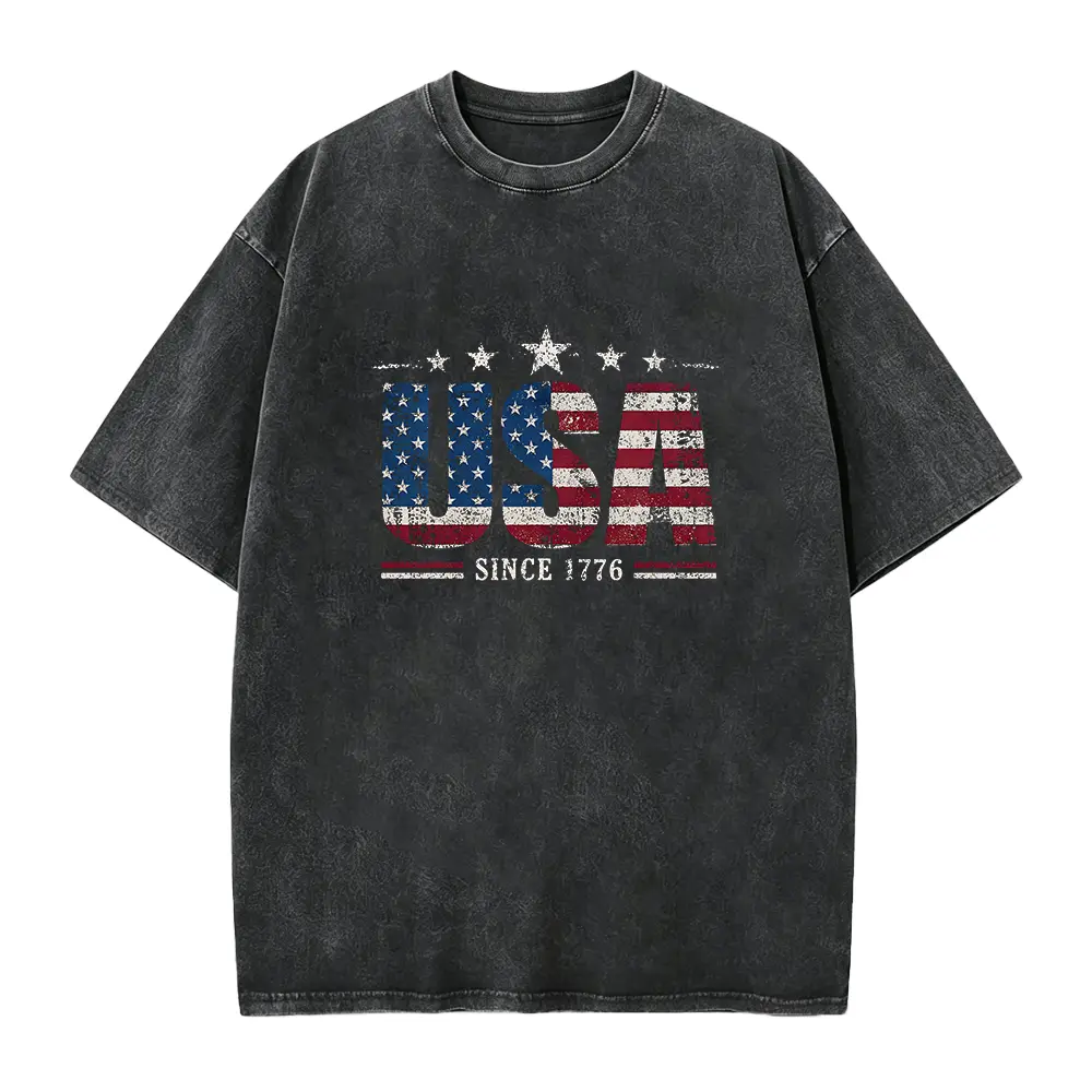 Retro American Flag Patriotic T-Shirt, Distressed USA Since 1776 Tee