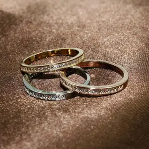 Everyday Artificial Zircon Ring Set for Women, Classic 3-Color Combination Jewelry Accessory, Popular Aliexpress Choice