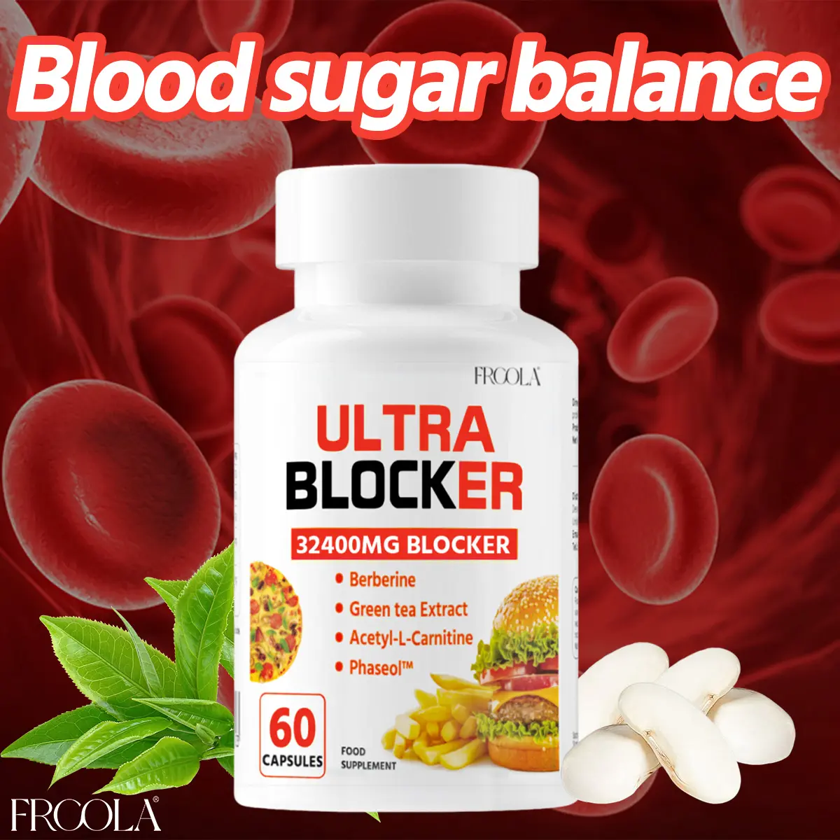 Frcola Ultra Blocker Capsules - Support Blood Sugar Balance - Formulated with Berberine, Green Tea, Acetyl-L-Carnitine